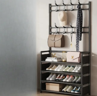 Shoe Organizer Shelf with Coat Rack (One Set)