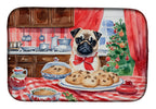 Pug Christmas Cookies Dish Drying Mat