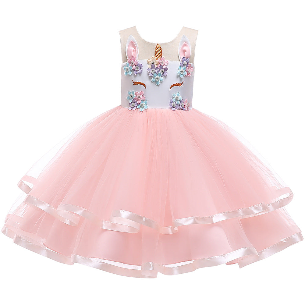 Girls' Christmas Unicorn Princess Dress
