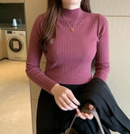 Half Turtleneck Bottoming Shirt Women's Long-sleeved Sweater Top