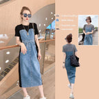 Long Denim Patchwork Dress Windbreaker for Fashionistas