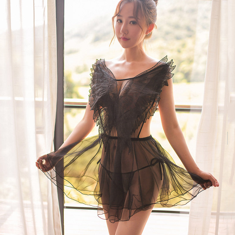 Lingerie Wedding Dress Sexy Nightgown with Sheer Back