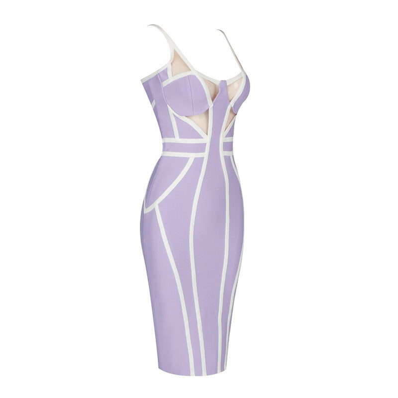 Sexy Striped Spaghetti Strap Bodycon Dress for Women