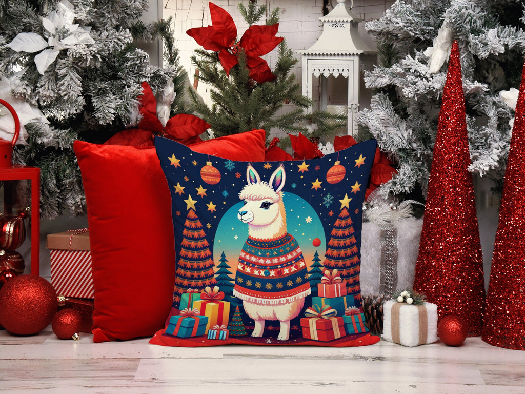 Llama Christmas Throw Pillow