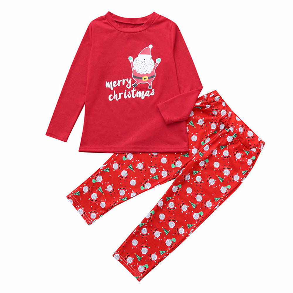 Red Parent-Child Christmas Pajama Set (Two Pieces)