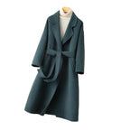 Korean Style Women's Loose Lace-up Wool Coat 2023