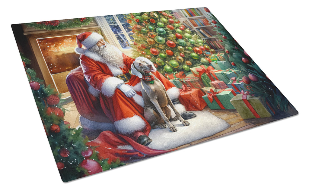 Weimaraner and Santa Claus Glass Cutting Board