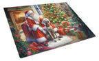 Weimaraner and Santa Claus Glass Cutting Board