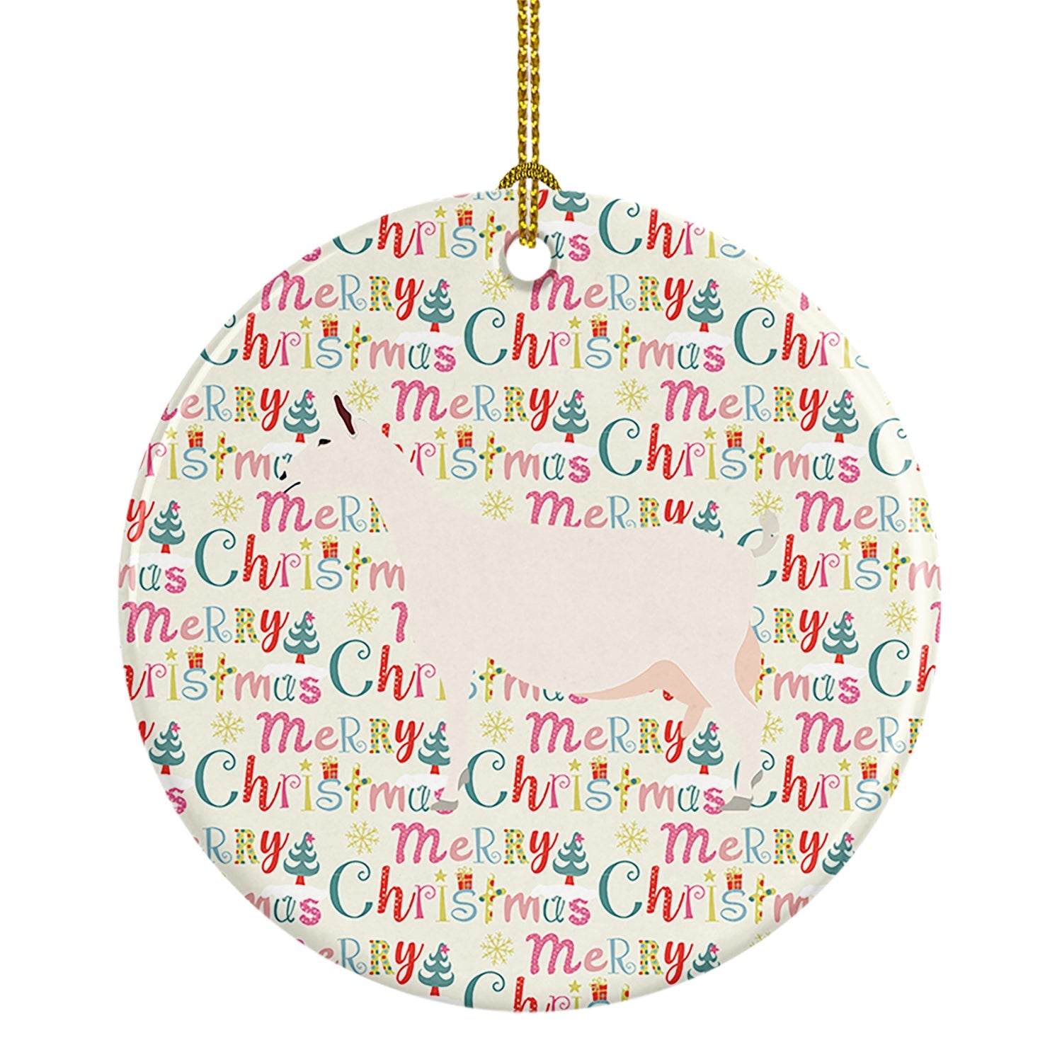 Saanen Goat Christmas Ceramic Ornament