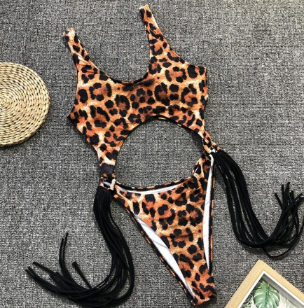 Women's Leopard Print Cutout One-Piece Swimsuit