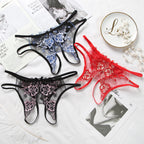 Transparent Lace T-shaped Crotch Panties for Women