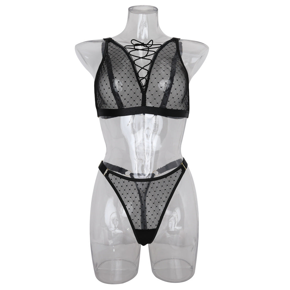 Lace Backless Lingerie Set with No Steel Ring