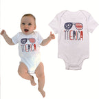 Baby Bodysuit with Letter Print and Sunglasses Design