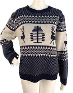 Knitted Round Neck Sweater with Reindeer Pattern