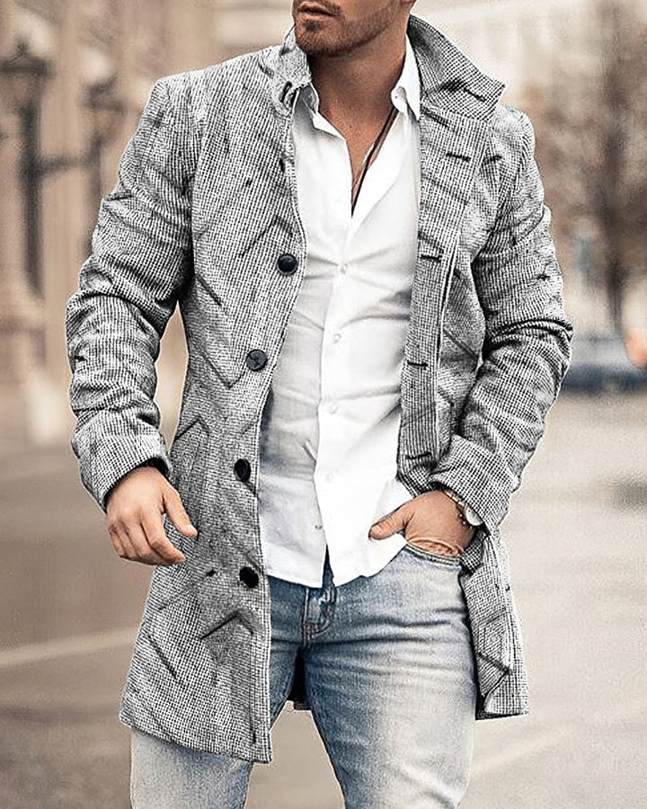 Men's Woolen Stand Collar Casual Coat for Autumn/Winter