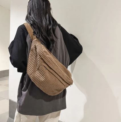 Corduroy Unisex Shoulder Crossbody Bag