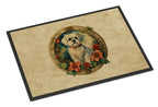 Maltese Christmas Flowers Doormat