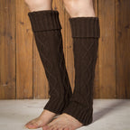 Mid-Length Knitted Wool Leggings with Rhombus Pattern