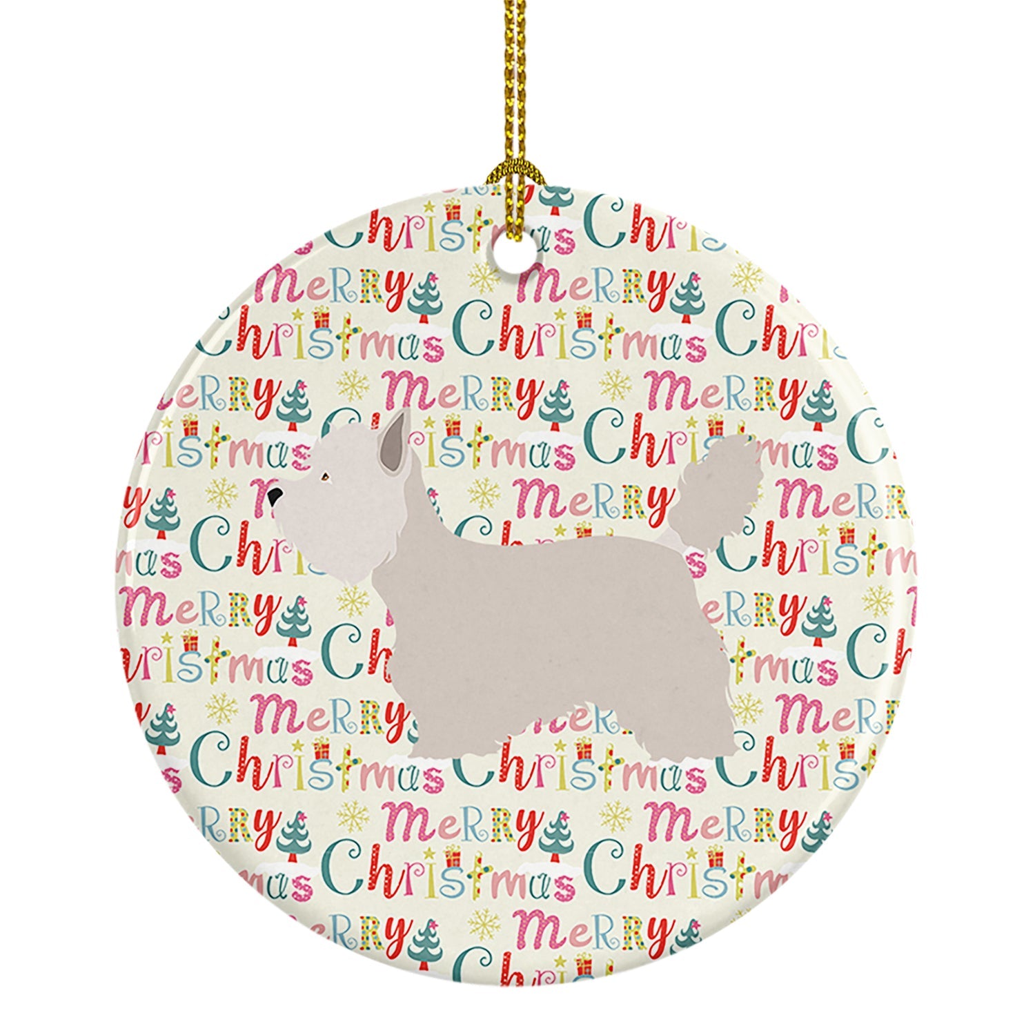 Westie Merry Christmas Ceramic Ornament