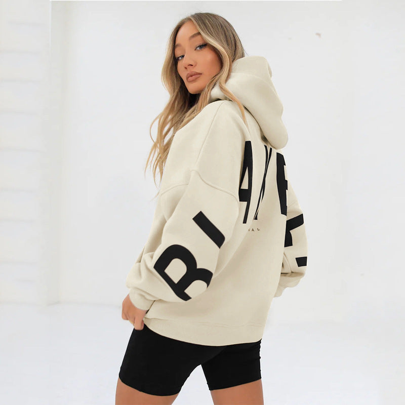 Women's Printed Thick Long Sleeve Hooded Sweater