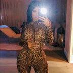 2019 Women's Leopard Print Bodysuit & Jumpsuit Outfit