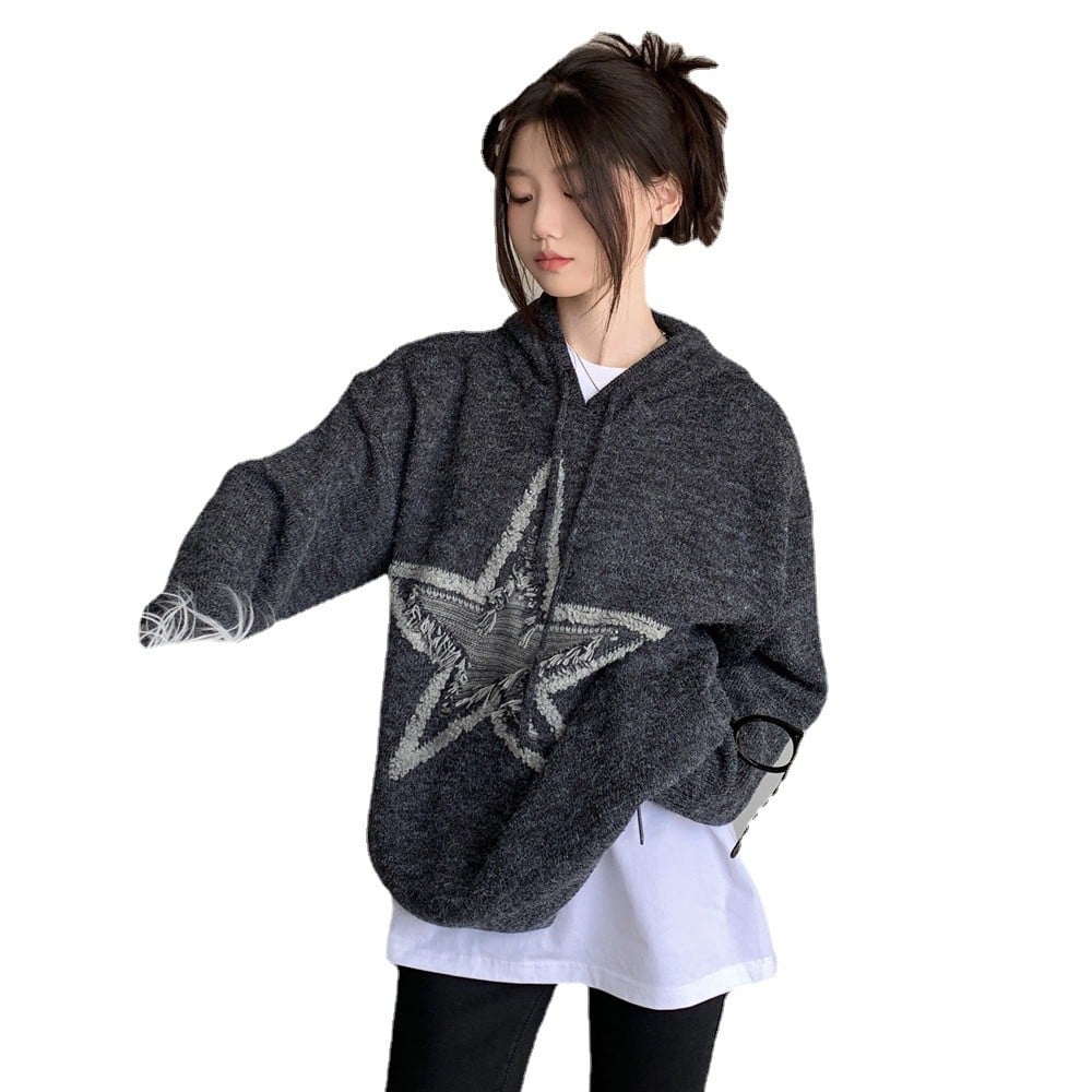 Vintage American Five-Pointed Star Sweater for Fall/Winter