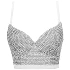 Rhinestone Crop Top Women Night Club Corset Streetwear