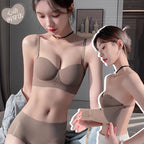 Half Cup Women's Strapless Invisible Bra Set