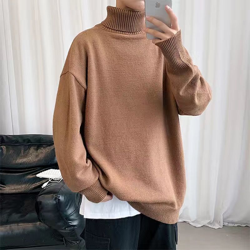 Men's Warm Turtleneck Sweater in Solid Color