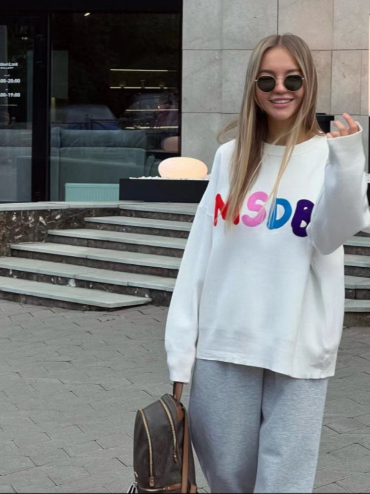 Vintage Oversized Women's Sweater - Classic O-Neck Knit