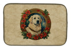 Great Pyrenees Christmas Flowers Dish Drying Mat