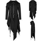 SHUJIN Men's Gothic Hip Hop Hooded Trench Coat Jacket