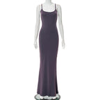 Slim Peach Fishtail Sleeveless Dress for Women