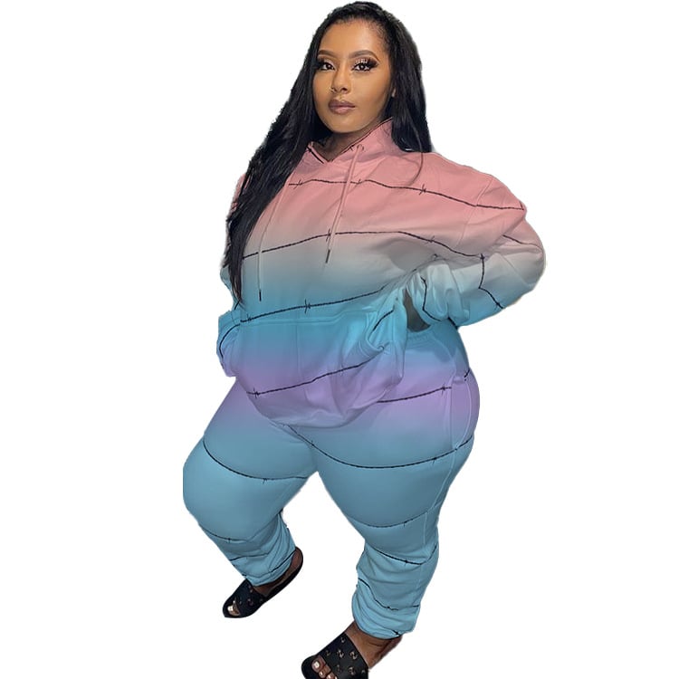 Plus Size Women's Pullover Sweater Two-Piece Set | Streetwear