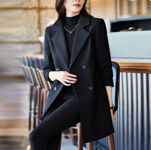 Black Double Breasted Women's Suit Jacket for Fall/Winter