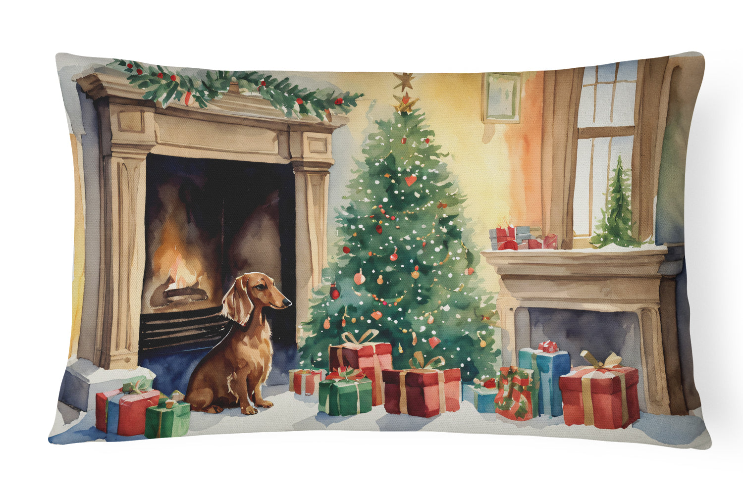 Dachshund Christmas Throw Pillow