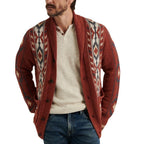 Men's Knitted Lapel Brocade Sweater