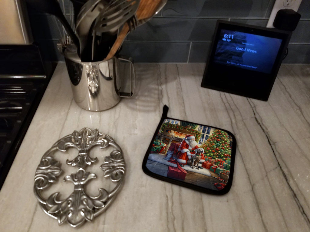 Weimaraner and Santa Claus Pair of Pot Holders