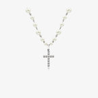 Trendy Pearl Necklace with Cross Pendant