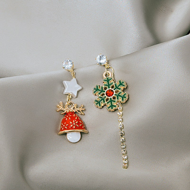Vintage Christmas Snowflake Bell Tassel Earrings (1 Pair)
