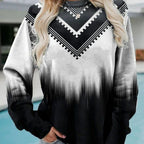 Retro Casual Round Neck Long Sleeve Sweater