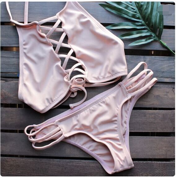 Women's High-Neck Strappy Bikini Set