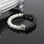 Lava Stone Dog Paw Heart Bead Bracelet