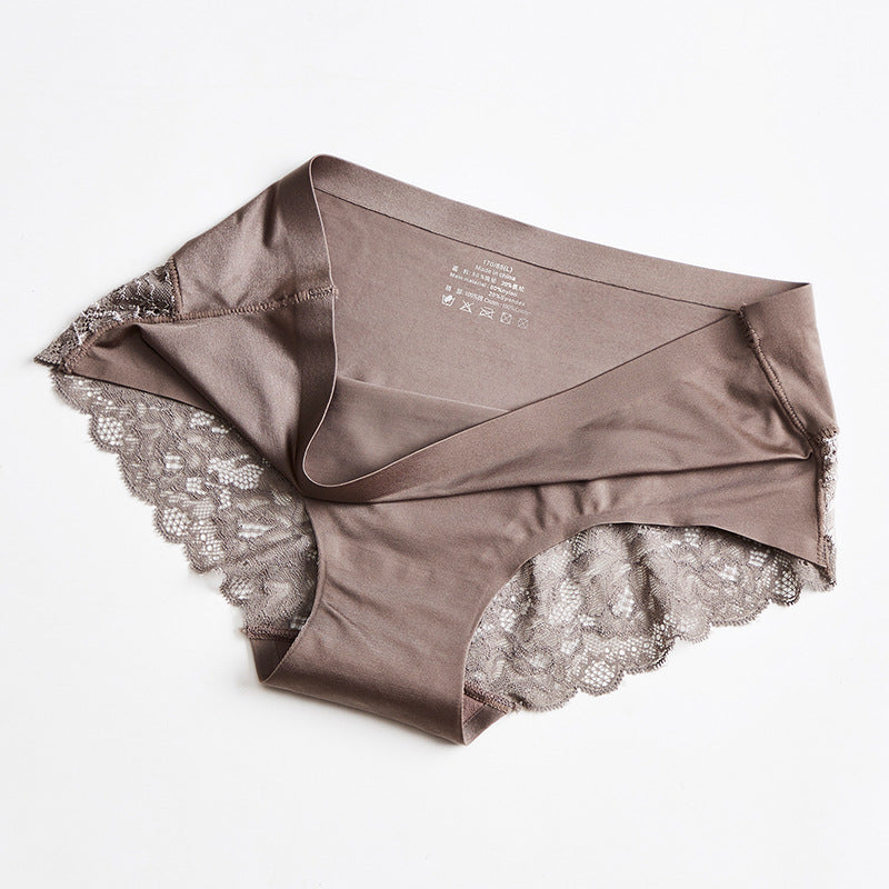 Luxury Pearl Lace Panties, Seamless Women's Briefs
