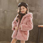 Girls' Thick Faux Fur Coat for Winter (Medium & Large)