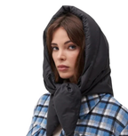 Quilted Puffer Scarf Triangle Shawl with Hood
