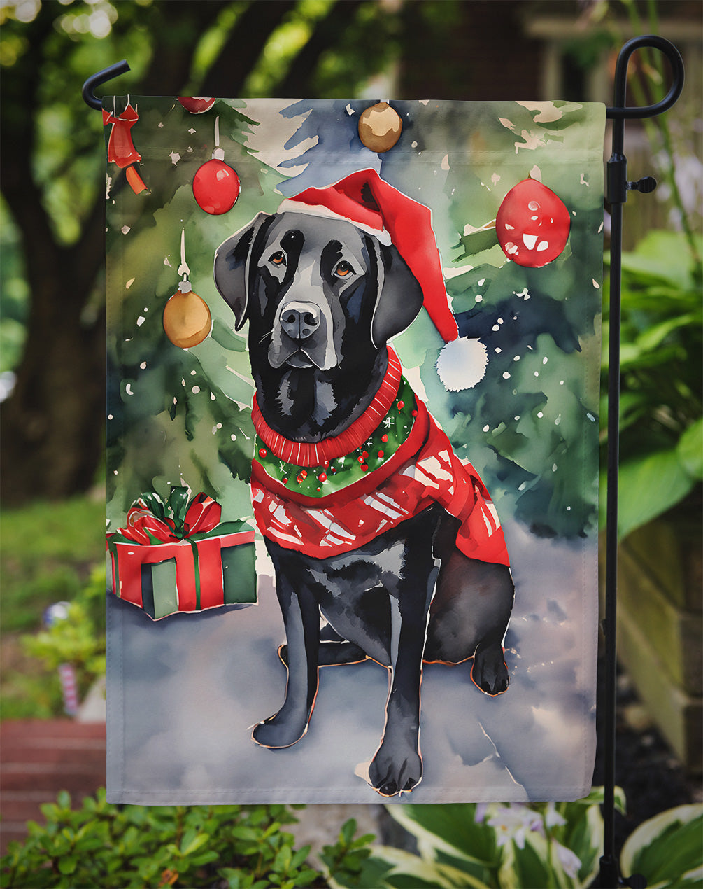 Black Labrador Retriever Christmas Garden Flag