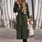 Classic Long Women's Windbreaker Jacket with Belt