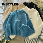 Women's Hooded Fleece Pullover with Embroidery | Streetwear