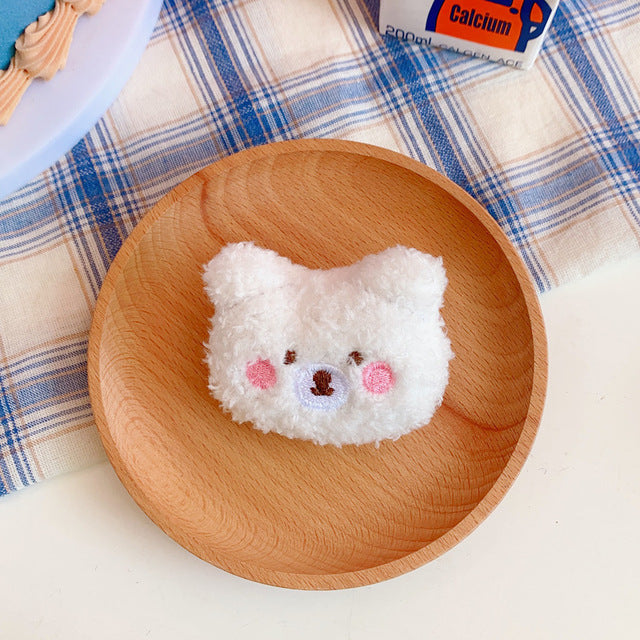 Cute Teddy Curly Hair Bear Plush Brooch for Bags